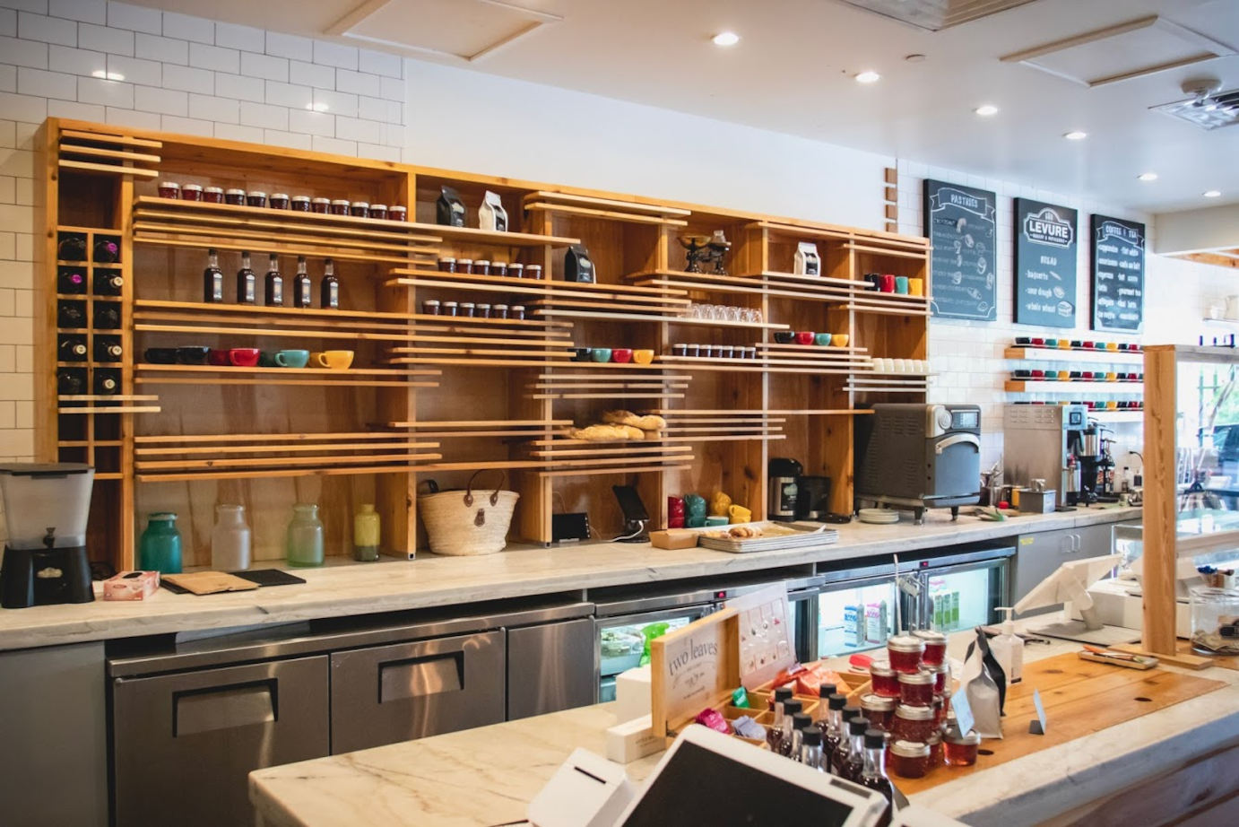 Restaurant interior, kitchen area